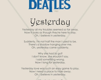 Yesterday Print - the Beatles - Beatles Lyrics - From the Singles