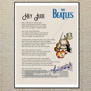Hey Jude Print - The Beatles - Beatles Lyrics - From the singles collection - Beatles Gift - Beatles Gift - Beatles Quotes - Beatles Art