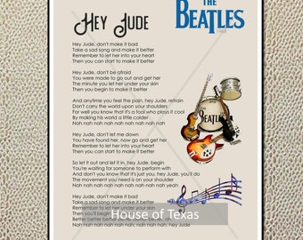 Hey Jude Print - The Beatles - Beatles Lyrics - From the singles collection - Beatles Gift - Beatles Gift - Beatles Quotes - Beatles Art