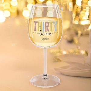 30th Birthday Custom Wine Glass Birthday Gift For Friend 30th Birthday Wine Cup Personalized Gift For Her Happy 30th Birthday Glassware Gift