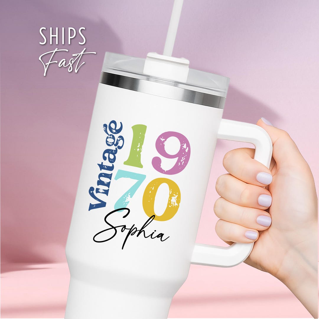 Personalized Vintage Birthday Tumbler: Custom Name & Year, 40oz ...