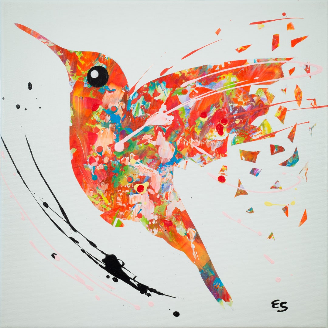 Original Acrylic Painting, Hummingbird, Wall Decor, Wall Hanging ...