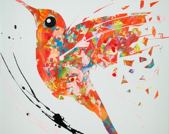 ハチドリの絵画 - 熱帯の色鮮やかな鳥のオリジナルアクリル画 - Etsy 日本