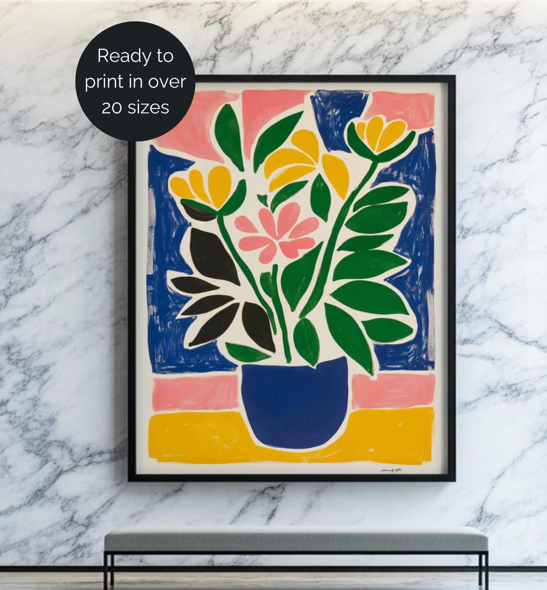Printable Bright Floral Wall Art Modern Abstract Print for Eclectic ...