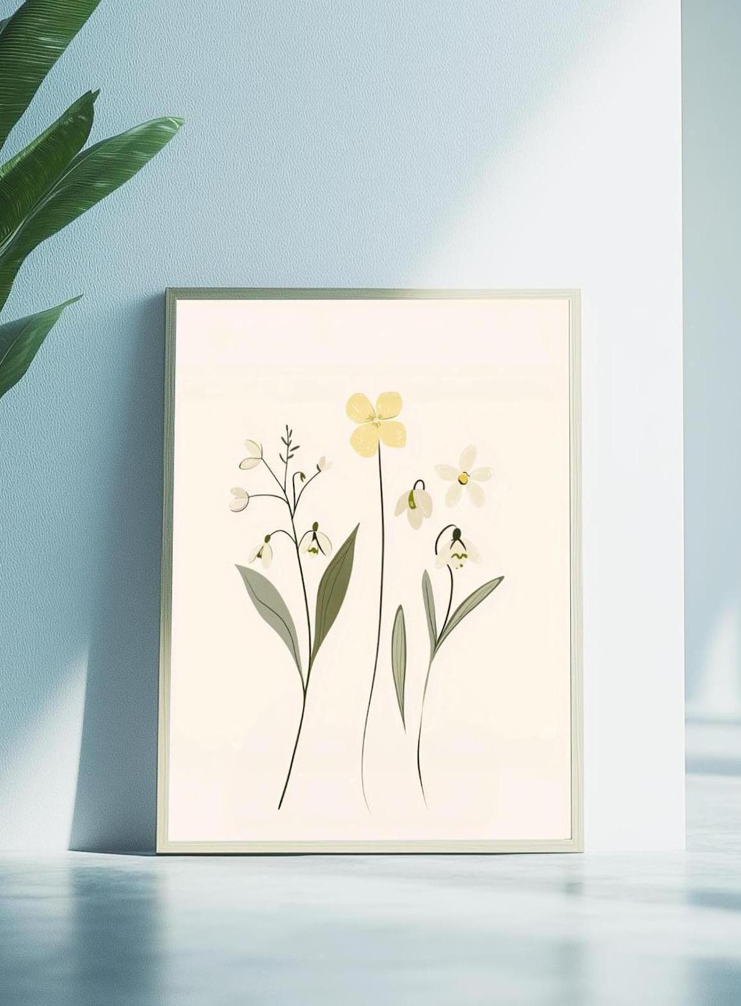 Minimalist Botanical Art Print | Elegant Floral Wall Art Decor | Flower ...