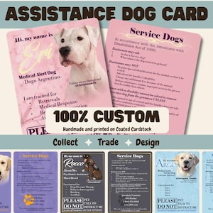 Custom Assistance Dog Trading Cards: ADA Law Info| Pet Keepsake