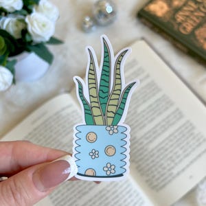 Sticker amoureux des plantes serpent | Merchandising livresques mignons | Accessoires | Sticker Kindle | Cadeau autocollants amoureux des livres | Sticker liseuse