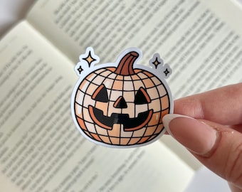 Adesivo zucca a forma di palla specchiata / Merchandising autunnale carino per i libri / Accessori autunnali / Adesivo Kindle / Adesivi regalo per gli amanti dei libri / Copri e-reader