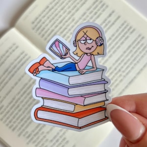 Lizzie Bookish Era-klistermärke | Söt boklig merchandise | Tillbehör | Kindle-klistermärke | Bokälskaresklistermärken, present | Mysig e-läsare