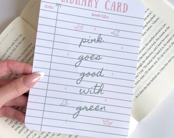Pink Goes Good with Green Library Card Kindle Case Insert | Clear E-Readers case insert | Bookish Gifts | Bookish Kindle Accessory