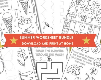 Summer Activity Workbook: Kids Colouring Pages (Digital Download)
