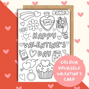 Valentinstag Karte zum selber ausmalen zum ausmalen für den Valentinstag - DIY Valentinstag Karte - zum Ausmalen