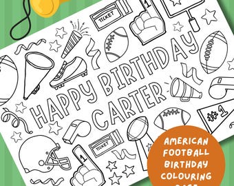 Personalised American Football Coloring Placemat: Spots kids Party Activity (Digital Download)