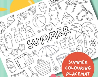 Summer Activity Colouring Placemat: Kids' craft Page (PDF Download)