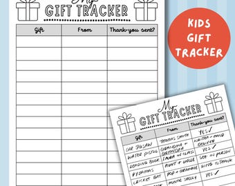 Kids Gift Tracker: Party Thank You List (PDF Download)