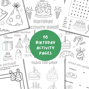 Kids Birthday Party Activity Book: 16 Pages (PDF Download)