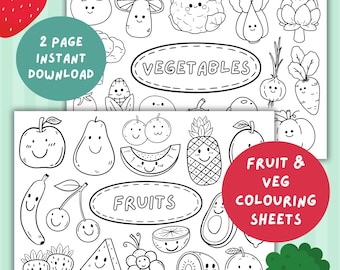 Fruits & Vegetables Coloring Pages: Healthy Eating Education (PDF Download A4 Pages)