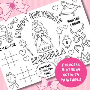 Personalised Princess Birthday Colouring Page: Party Activity (PDF Digital  Download)