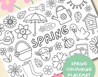 Spring Colouring Placemat: Kids' Activity Page (PDF Download)