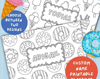 Personalised Colouring Placemat: Sweet Treats Party Activity (PDF Download)