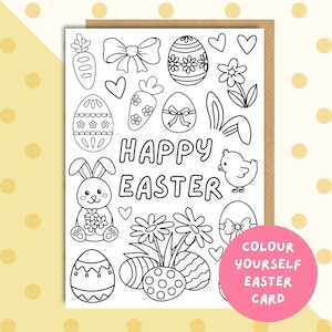 Osterkarte zum Ausmalen - Frohe Ostern DIY Karte - zum selber ausmalen von Osterkarten - zum Ausmalen von Kinderkarten - ausdrucken und ausmalen