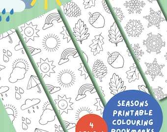 Seasons Colouring Bookmarks for Kids: Printable Activity (PDF)
