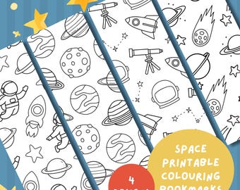 Printable Space theme Bookmarks: Kids Colouring Activity (PDF)