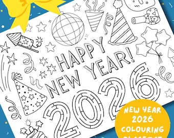 Tischset zum Ausmalen 2026 für Kinder (Instant Download)