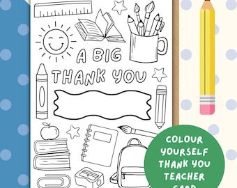 Color-In Teacher Thank You Card: Printable School Gift (Digital Download)