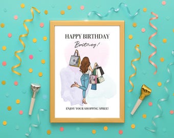 Personalized Shopping Spree Birthday Money Holder Poster (Digital Download PDF, 24x36")
