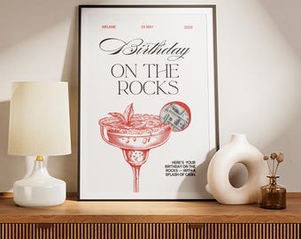 "Personalisierte Geburtstags-Cocktail-Geldgeschenk-Poster: ""Geldhalter"" zum Ausdrucken (Digitaler Download))"