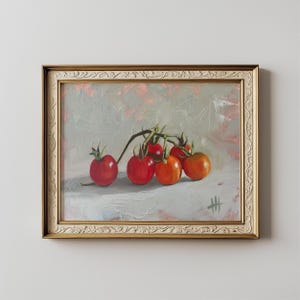 Dipinto a olio di pomodoro, natura morta originale di Hannah Cheo / Stampa senza cornice
