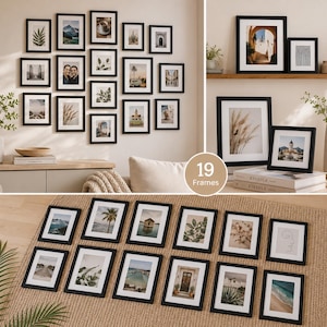 19 Piece Gallery Wall Photo Frame Set | Black & White Picture Frames | Wall  Table Display | UK Seller