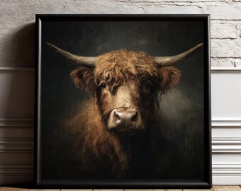 Highland Cow Wall Art | Lodge Decor Print | Woodland Home Decor | Large Framed Art | Cabin Wall Art Animal | Gift for Him / Her UK
