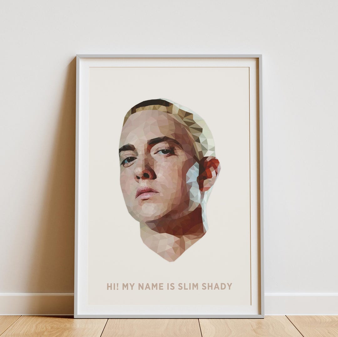 Eminem Poly Portrait | Rapper Poster | Hip Hop Wall Decor | Geometric ...