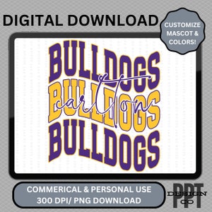 Mascota ondulada PERSONALIZABLE para todas las estaciones, diseño PNG de espíritu escolar, PNG personalizado