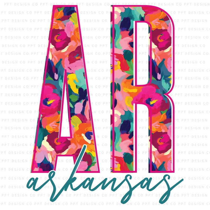 Arkanas Lettering Floral Arkansas State PNG: Trendy Summer Design (digital Download) - Etsy