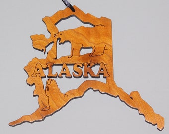 Alaska Wood State Ornament