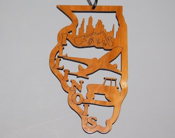 Illinois Wood State Ornament