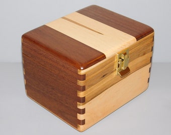 Wood Recipe Box for 3" x 5" Cards - Ambrosia Maple & Walnut