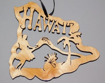 Hawaii Wood State Ornament