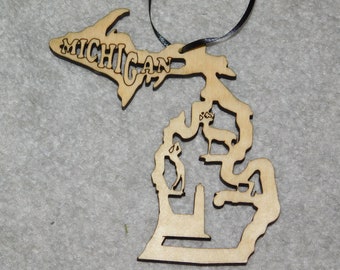 Michigan Wood State Ornament