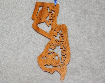 New Jersey Wood State Ornament