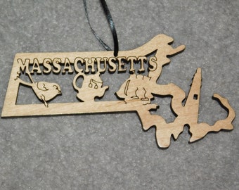 Wood State Ornament - Massachusetts