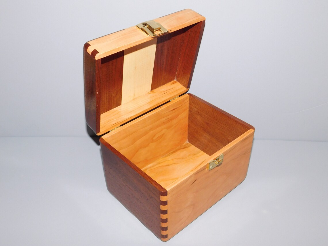 Large Wood Recipe Box for 5x7 Cards Etsy