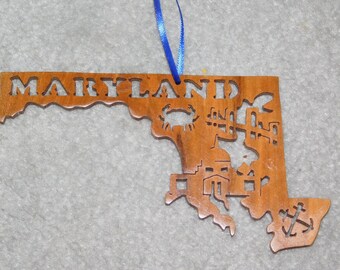 Maryland Wood State Ornament