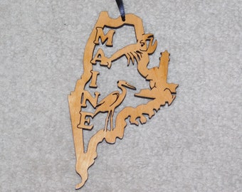 Maine Wood State Ornament