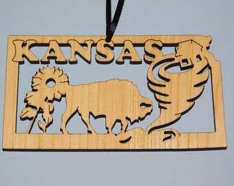 Kansas Wood State Ornament