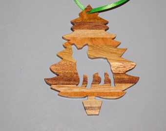 French Bulldog Wood Christmas Tree Dog Ornament