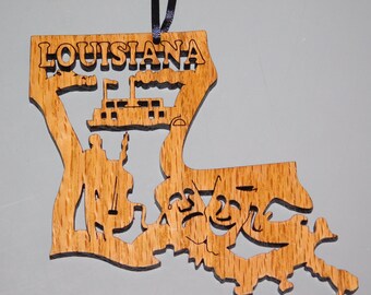 Louisiana Wood State Ornament